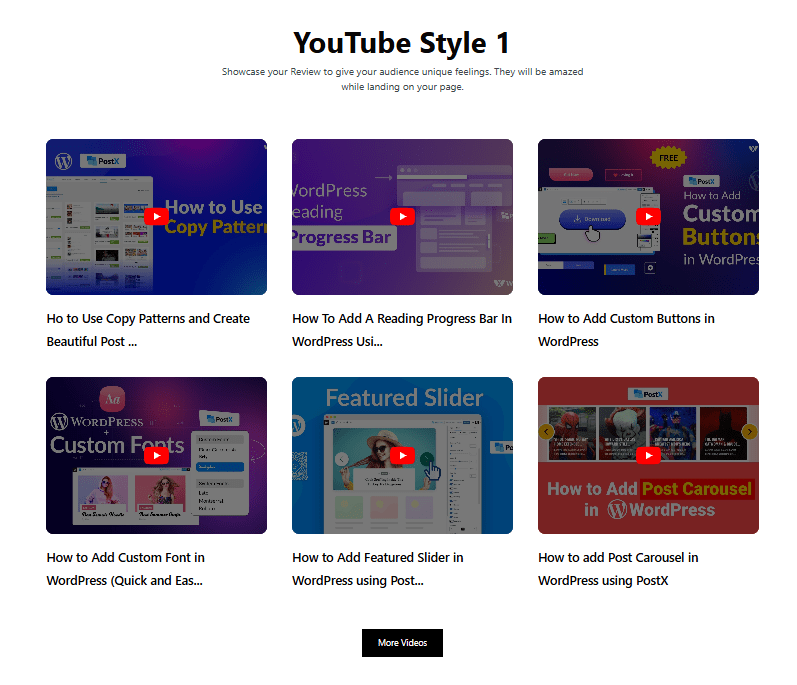 Youtube Gallery Style 1