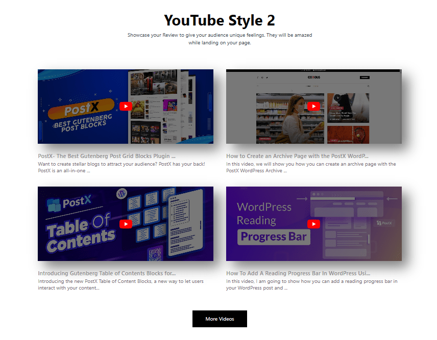 Youtube Gallery Style 2