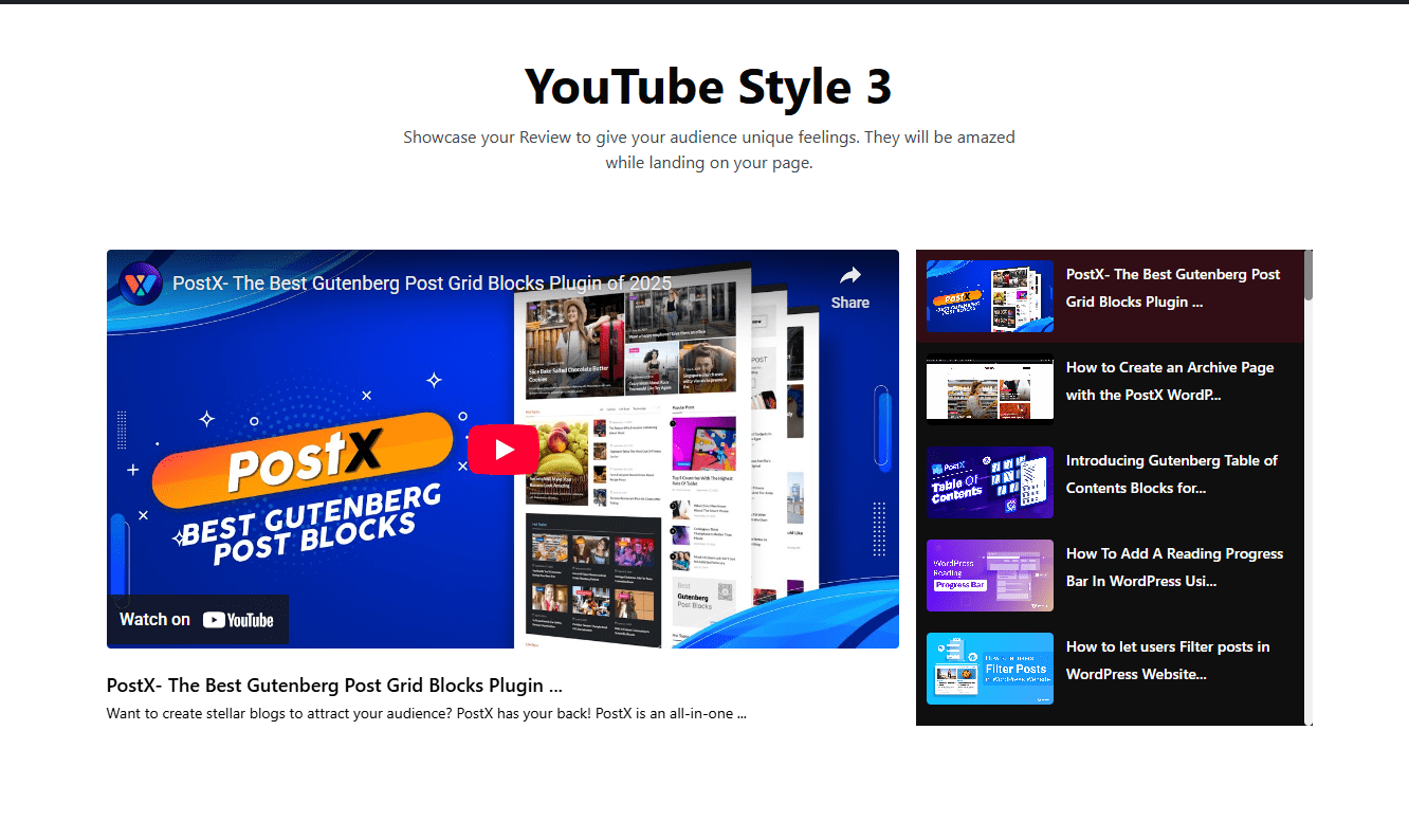 Youtube Gallery Style 3